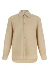 Séfr Sefr Waffle Knit Pointed Collar Button Closure Long Cuffed Sleeves Shirt In Brown