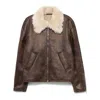Séfr Short Single-breasted Shearling Jacket In Brown