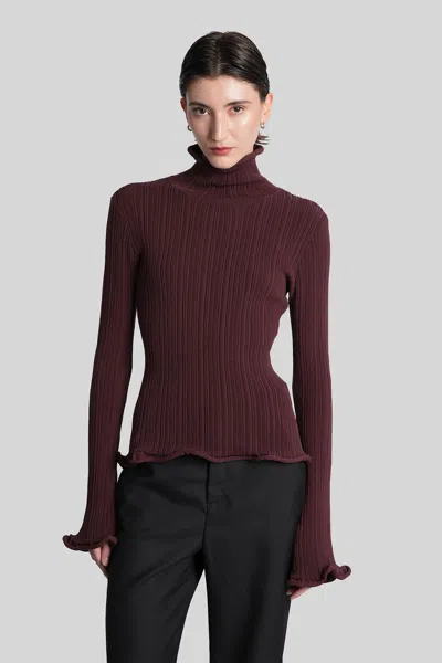 Séfr Paloma Knitwear In Bordeaux Cotton In Red