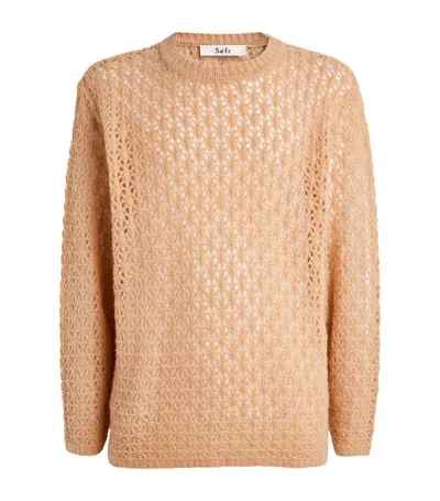 Séfr Perforated Cashmere Sweater In Beige