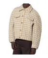 Séfr Matthieu Jacket In Checked Wool Cloth In Neutral