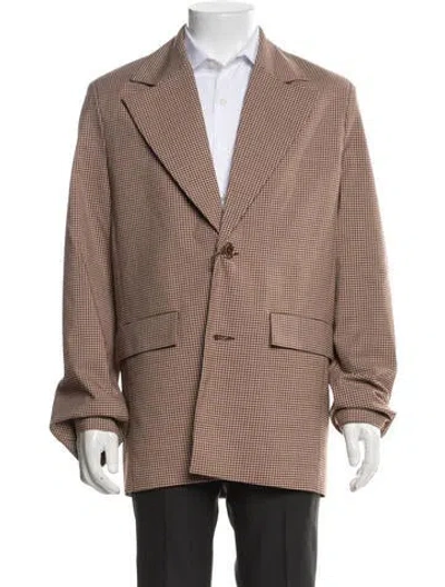 Pre-owned Séfr Plaid Print Blazer W/ Tags In Brown