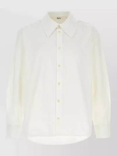 Séfr Poplin Trino Shirt Long Sleeves Button Cuffs In White
