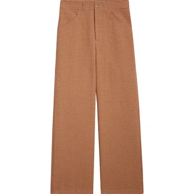 Séfr Ramon Check Wool Trousers In Brown