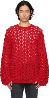 Séfr Red Renauld Sweater In Azalea Bubble Knit
