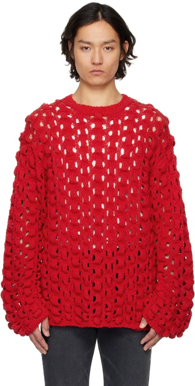 Séfr Red Renauld Sweater In Azalea Bubble Knit