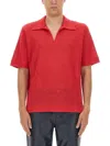Séfr Textured Open Collar Regular Fit Shirt In Red