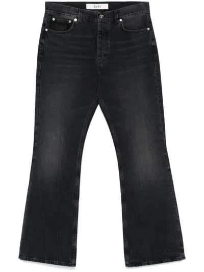 Séfr Black Classic Cut Jeans In Black Marble