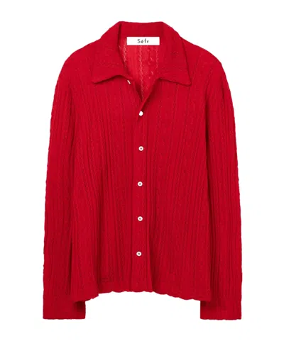 Séfr Riku Knit Cardigan In Red
