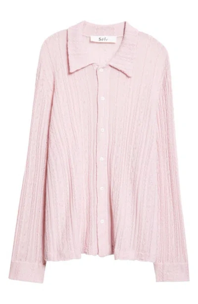 Séfr Camicia Riku In Lana Merino In Pink
