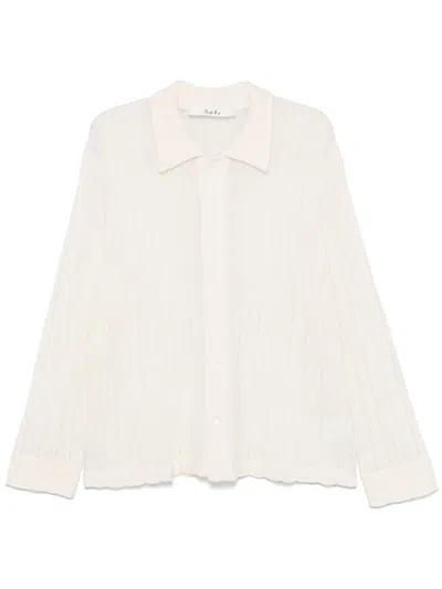 Séfr Riku Shirt In Pure White Wool