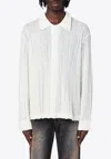 Séfr Ignacio Cotton Linen Checked Long Sleeve Shirt In White