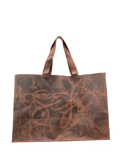 Séfr Romano Logo-print Leather Tote Bag In Brown