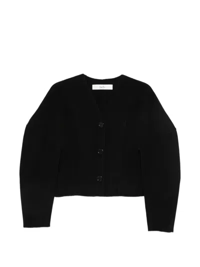 Séfr Shaped Button-up Cardigan In Black