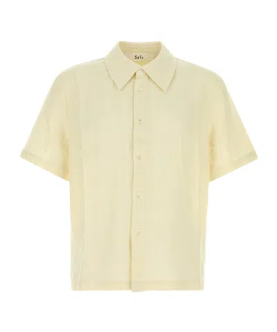 Séfr Linen Cotton Short Sleeve Dayot Shirt In Yellow