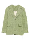 Séfr Lapel Long-sleeved Suit Jacket In Green