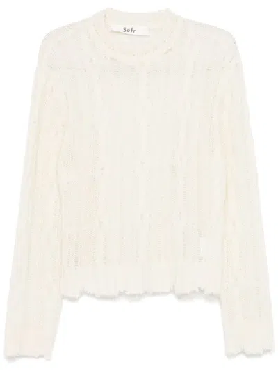Séfr Solange Sweater In Fine Distressed Cream