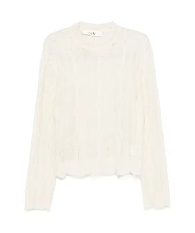 Séfr Solange Sweater In Fine Distressed Cream
