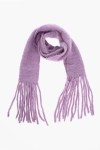 Séfr Solid Color Scarf With Fringes In Purple