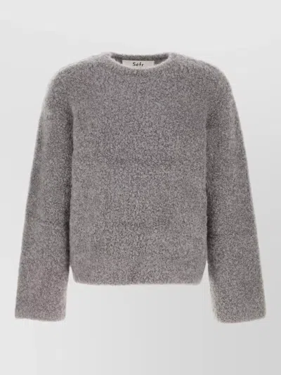 Séfr Stretch Mohair Blend Jermaine Crew Sweater In Gray