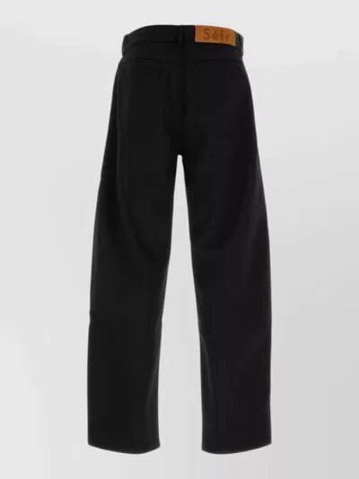 Séfr Stretch Polyester Blend Oktai Wide Trousers In Black