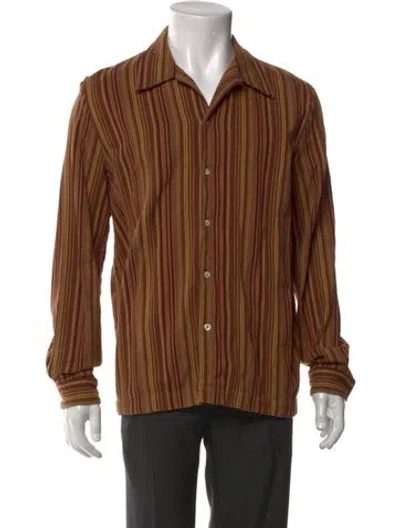 Pre-owned Séfr Striped Long Sleeve Shirt In Brown