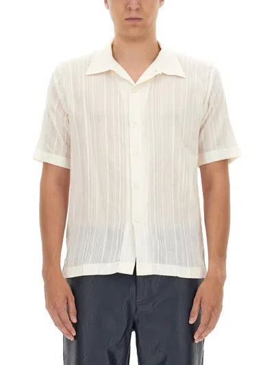 Séfr Sunel Shirt Regular Fit Sheer Short Sleeves In White