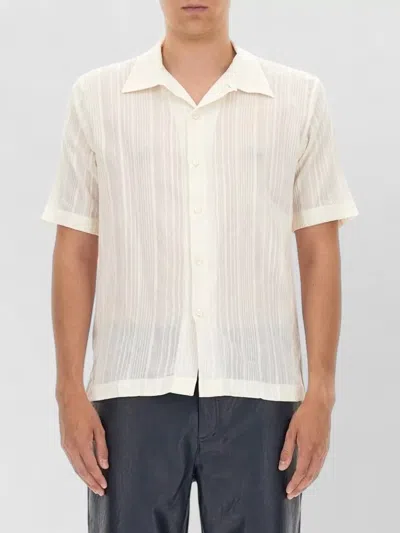 Séfr Sunel Shirt Regular Fit Sheer Short Sleeves In White