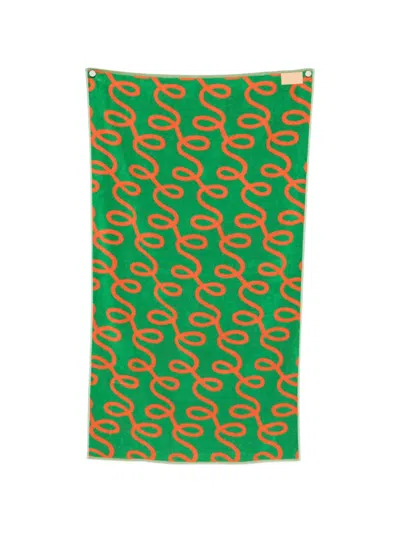 Séfr Swirl-pattern Beach Towel In Green