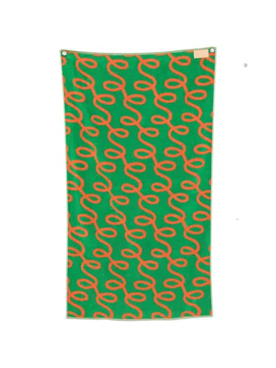 Séfr Swirl-pattern Terry Towel In Green