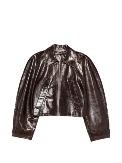 Séfr Talia Leather Jacket In Brown