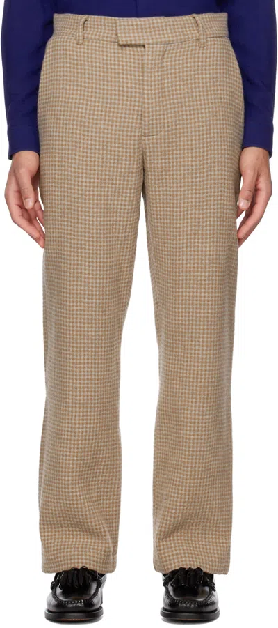 Séfr Richie Checked Camel-hair Trousers In Camel Check