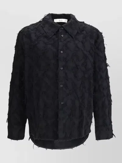 Séfr Textured Long Sleeve Shirt For Men In Black