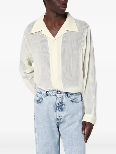 Séfr Textured Long-sleeved Shirt In White