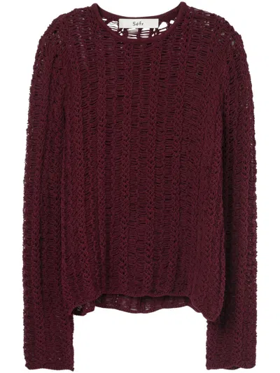 Séfr Textured Open-knit Sweater With Relaxed Fit In Red