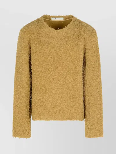 Séfr Textured Virgin Wool Sweater With Long Sleeves In Brown