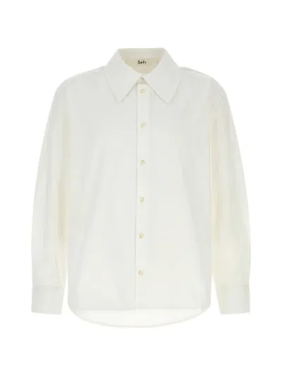 Séfr Poplin Trino Shirt Long Sleeves Button Cuffs In White