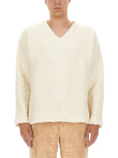 Séfr Relaxed Fit V-neck Sweater In Beige