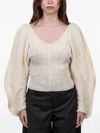 Séfr V넥 긴소매 탑 In Neutral