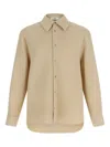 Séfr Sefr Waffle Knit Pointed Collar Button Closure Long Cuffed Sleeves Shirt In Neutral