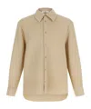Séfr Sefr Waffle Knit Pointed Collar Button Closure Long Cuffed Sleeves Shirt In Neutral