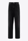 Séfr Washed Wide-leg Jeans In Black