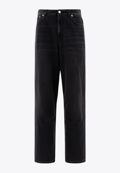 Séfr Washed Wide-leg Jeans In Black