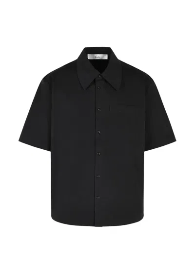 Séfr Waylon Wide-collar Shirt In Black