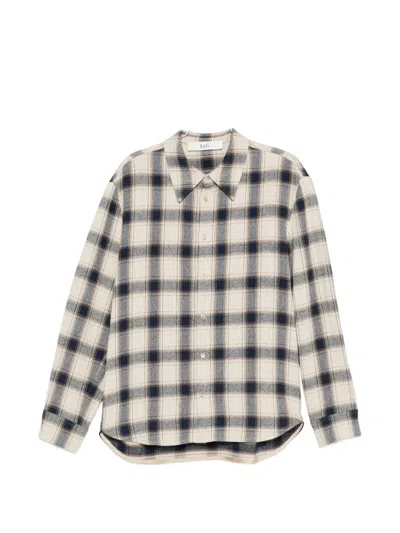 Séfr Wes Check-pattern Long-sleeve Shirt In Neutral