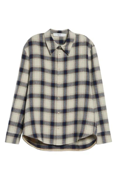 Séfr Wes Plaid Cotton Flannel Button-up Shirt In Black