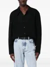 Séfr Wes Shirt Perforated Long-sleeve Shirt In Black