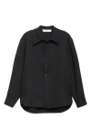 Séfr Wes Virgin Wool Button-up Shirt In Structured Coal