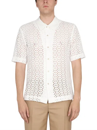 Séfr White Pointelle Knit Shirt In Multi