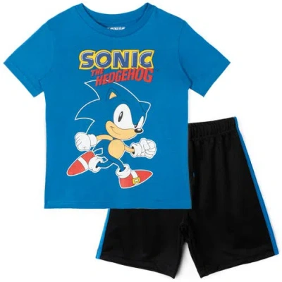 Sega Kids'  Puff Print Short Sleeve Graphic T-shirt And Mesh Short Outfit In Multi